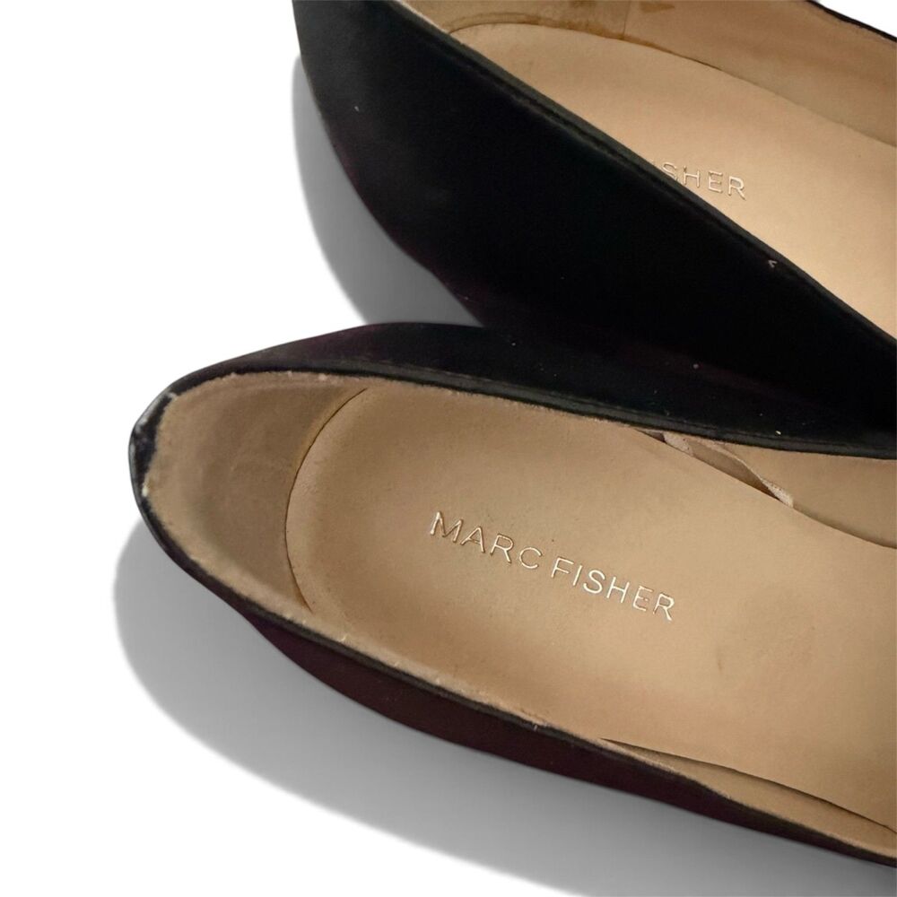 Marc Fisher Women’s Leather Block Heel Slip On Black Pumps w/ Pointed Toe Sz 10 - Picture 5 of 12